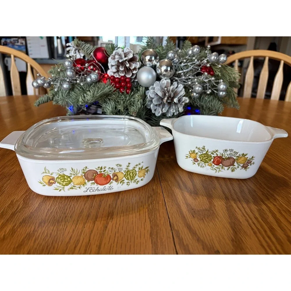 CorningWare A-1-B & P-43-B Spice‎ of Life Casserole Dishes Vintage USA Set